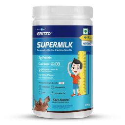 Gritzo SuperMilk Height+ for 4-7 Yrs Protein & Nutrition Drink Mix,  400 g  Double Chocolate -image-68