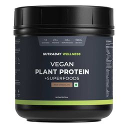Nutrabay Wellness Vegan Plant Protein + Superfoods,  1.1 lb  Rich Chocolate -image-2