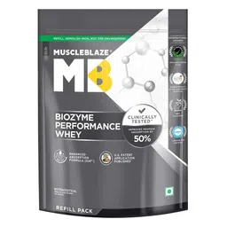 MuscleBlaze Biozyme Performance Whey Protein Powder,  2.2 lb  Refill Pack Rich Chocolate -image-70