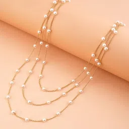 OOMPH Gold-Toned & White Layered Necklace-31