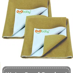 OyO Baby Set of 2 Yellow Waterproof Dry Sheets Bed Protector - Large-image-109