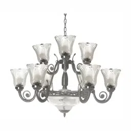 Whiteray Gold-Toned Textured Chandelier Aluminium Traditional Ceiling Lamp-image-9