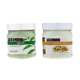 FEELHIGH Set of Neem Cleansing Scrub & Gold Mask - 500 ml each-1
