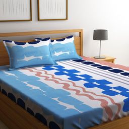 KLOTTHE Multi Abstract 300 TC Cotton Blend Double Bedsheet Set-4