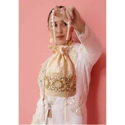 THE TAN CLAN Ama Beige Potli Bag with Pearl Handle-picture-45