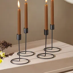 Homspurts Crafted Gleam Black 4 Pieces Tea Light Metal Candle Holders-image-87