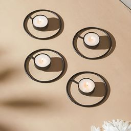Homspurts Rustic Radiance Black 4 Pieces Tea Light Metal Candle Holders-image-89