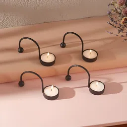 Homspurts Mosaic Glow Black 4 Pieces Tea Light Metal Candle Holders-image-88