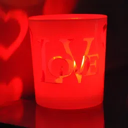 Lal Haveli White & Red Printed Cylinder Glass Tealight Candle holder-image-40
