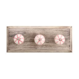 Indianshelf Pink & White Floral Printed Wooden Wall Hooks Key Holder-image-52