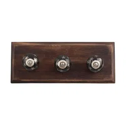 Indianshelf Brown & Silver Star Printed Wooden Wall Hooks Key Holder-19