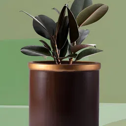LASAKI Gloria Brown Textured Ceramic Planter With Holder-8