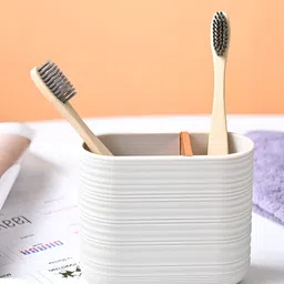 MARKET99 Beige Textured Tooth Brush Holder-image-3