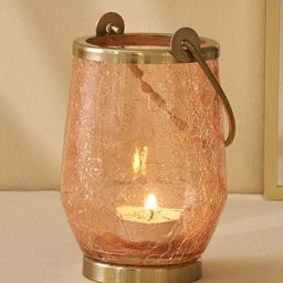 Home Centre Brian Macia Peach-Coloured Glass Hanging Lantern Candle Holder-57