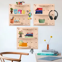 The Better Home Brown 3 Pieces Shelf Liner Wooden Organiser-51