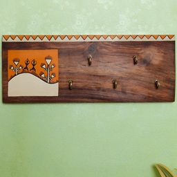 ARTYSTA BEAUTIFYING LIVES Brown & Orange Printed Wooden Key Holders-image-36