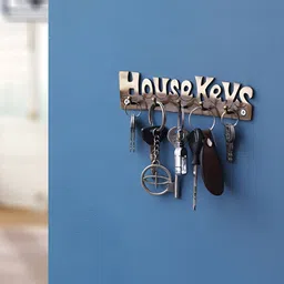 eCraftIndia Gold Toned House Keys Designer Brass Key Holder With 5 Hooks-image-64