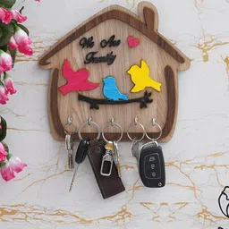 eCraftIndia Brown We Are Family Quote 5 Hooks Wooden Key Holder-41