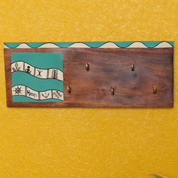 ARTYSTA BEAUTIFYING LIVES Blue & Brown Printed Wood Key Holders-image-85