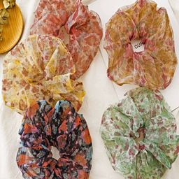 Proplady Set of 5 Printed Jumbo Hair Spiral Organza Ponytail Holders-18