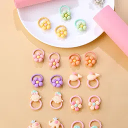 Melbees by Yellow Chimes Girls Set of 20 Pcs Multicolor Floral Shaped Rubber Bands-54
