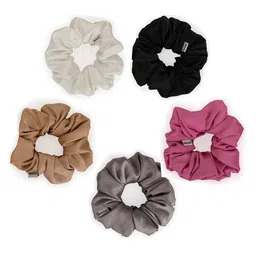 MASQ Women Set of 5 Solid Scrunchies-26