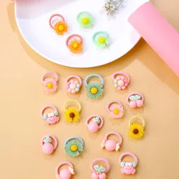 Melbees by Yellow Chimes Girls Set of 20 Pcs Multicolor Cute Floral Shaped Pony Holders-43