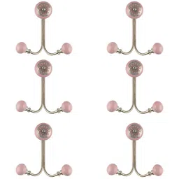 IndianShelf Pink 6 Pieces Ceramic Strewn Wall Hooks Key Holders-image-9
