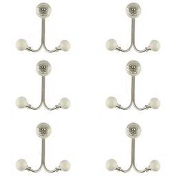 IndianShelf Cream-Coloured 6 Pieces Ceramic Strewn Wall Hooks-12