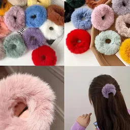 DN Creation Set Of 12 Faux Fur Assorted Ponytail Holders image 3