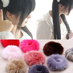 DN Creation Set Of 12 Faux Fur Assorted Ponytail Holders image 4