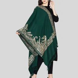 SWI Stylish Paisley Motifs Printed Woolen With Fringed Border Shawl-image-66