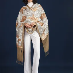 Zamour Paisley Embroidered Woollen Shawl-picture-49
