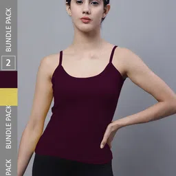 FBAR Pack Of 2 U-Neck Bio Wash Pure Cotton Camisoles-image-33