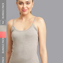 FBAR Pack Of 2 Non Padded Pure Cotton Camisoles-image-49
