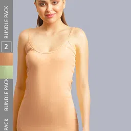 FBAR Pack Of 2 Non Padded Pure Cotton Long Camisoles-image-43