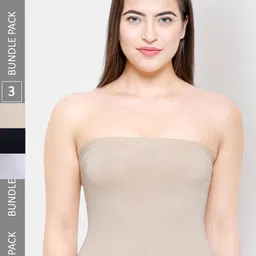 NOIRA Pack Of 3 Lightly Padded Strapless Cotton Camisoles-image-43