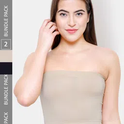 NOIRA Pack Of 2 Non-Padded Strapless Cotton Camisole-image-59
