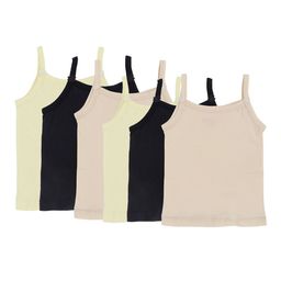 DYCA Girls Pack of 6 Assorted Solid Cotton Camisoles-image-29