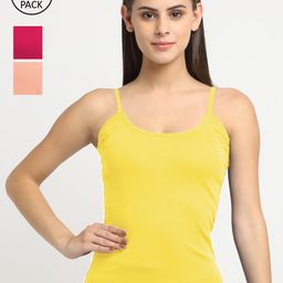 Friskers Women Pack Of 3 Solid Non-Padded Regular-Fit Camisoles-image-6