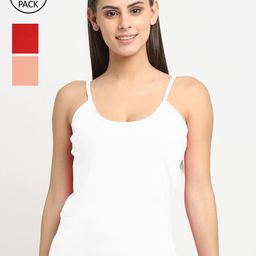 Friskers Women Pack Of 3 Solid Non-Padded Regular-Fit Camisoles-image-50