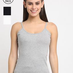 Friskers Women Pack Of 3 Solid Non-Padded Regular-Fit Camisoles-image-86