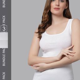 KEX Women Pack Of 3 Cotton Round Neck Camisoles-image-80