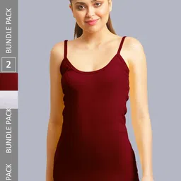 FBAR Pack Of 2 Non-Padded Pure Cotton Bio Wash Camisoles-image-98