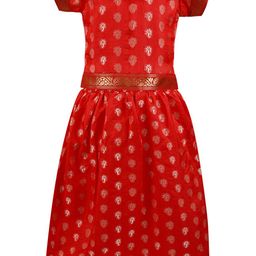 Wish Karo Girls Red & Gold-Toned Embroidered Ready to Wear Lehenga &-picture-18