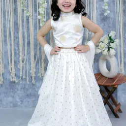 BownBee Girls Woven Design Sequinned Ready to Wear Lehenga & Blouse With Dupatta-picture-25