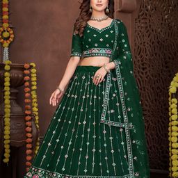 Warthy Ent Embroidered Sequinned Semi-Stitched Lehenga & Unstitched Blouse With Dupatta-picture-52