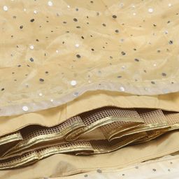 Warthy Ent Cream-Coloured Sequinned Semi-Stitched Lehenga & Unstitched Blouse With Dupatta image 5