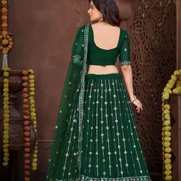 Warthy Ent Embroidered Sequinned Semi-Stitched Lehenga & Unstitched Blouse With Dupatta image 3