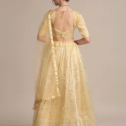 Warthy Ent Cream-Coloured Sequinned Semi-Stitched Lehenga & Unstitched Blouse With Dupatta image 4